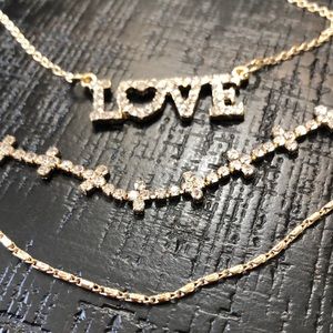 NWT Set Of 3 Gold Tone & Crystal Necklaces!